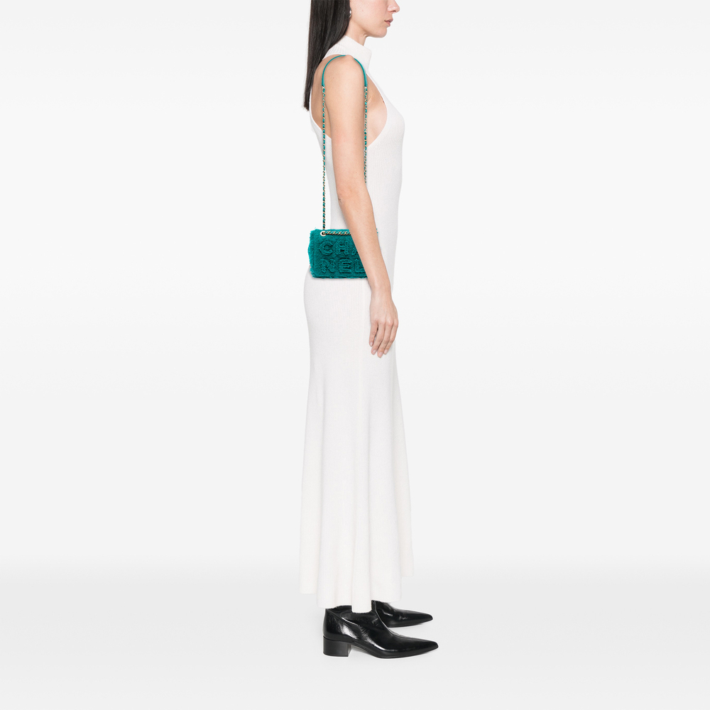 Pre-Loved Chanel Small Wool Tweed Giant Logo Flap - Picture 7 of 8